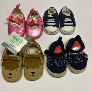 4 pair Bundle Baby Girl Shoes Infant 0-3 month baby shoes Size 1 Baby Infant
